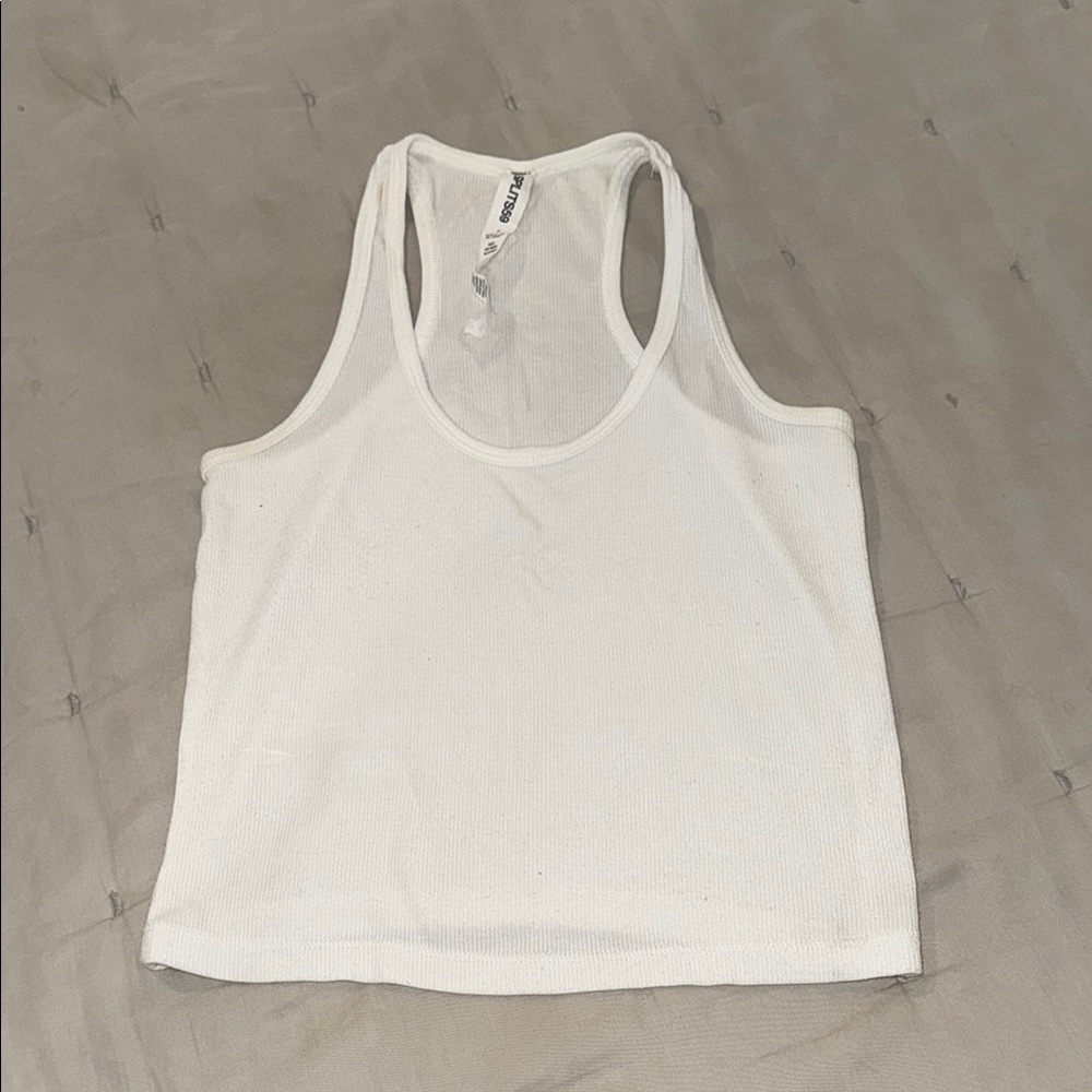 Splits59 Ashby ribbed crop tank top small white